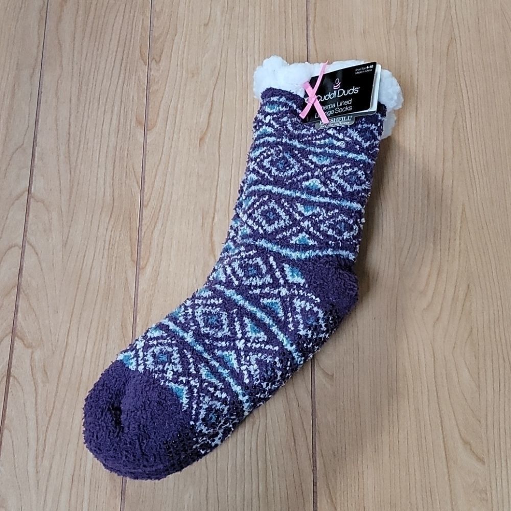 NWTâCUDDLâDUDSÂ SHERPA-LINEDâLOUNGEâSOCKS - Picture 1 of 5